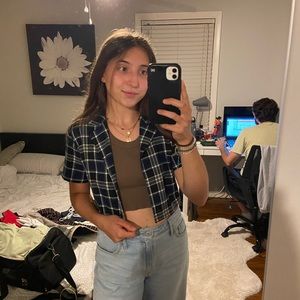 brandy/j. galt flannel crop button down